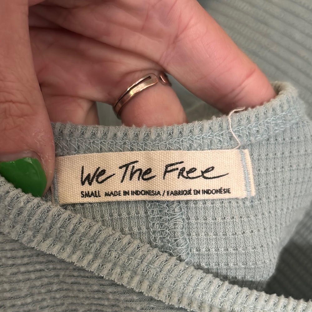 We The Free Light Blue Cut Out Sweater - Picture 6 of 10